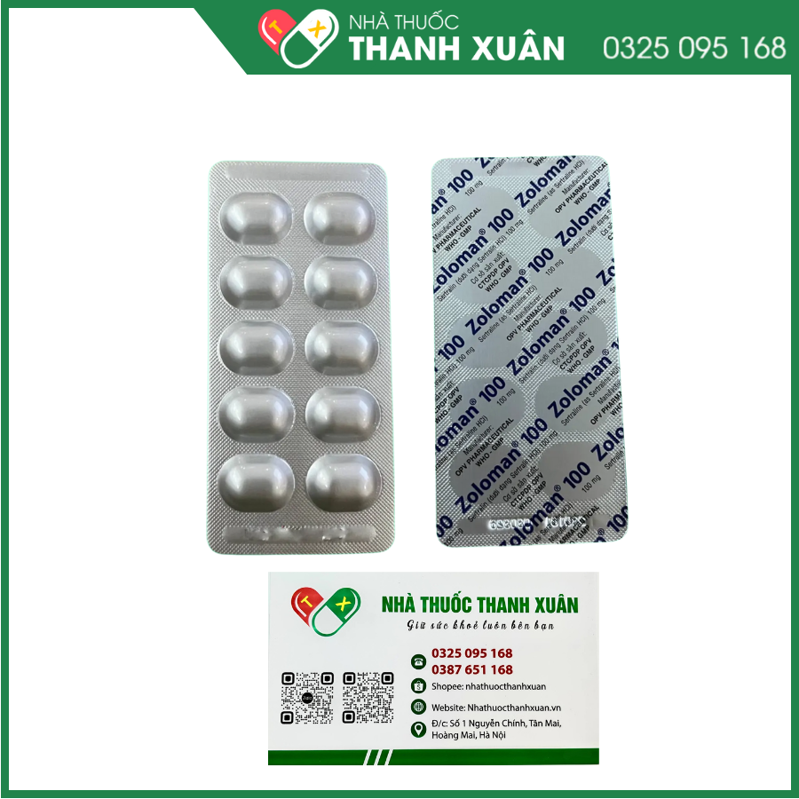 Zoloman 100 điều trị bệnh trầm cảm, rối loạn lo âu, rối loạn xuất tinh sớm